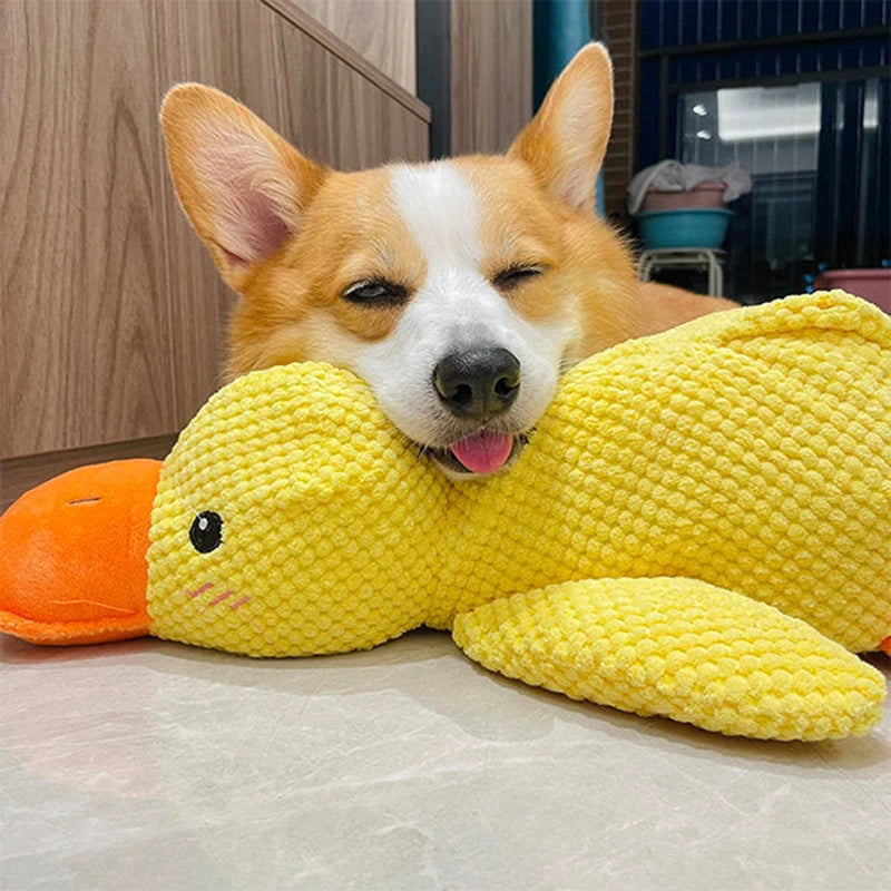 Calming Duck Dog Toy – Plush Squeaky Anxiety Relief Chew Toy