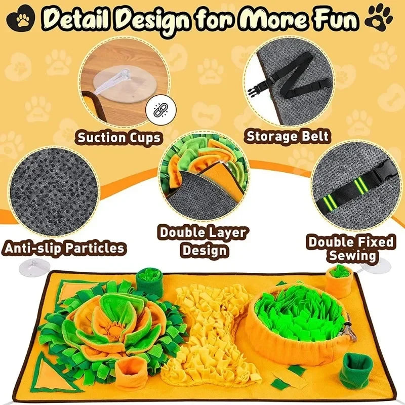 Dog Snuffle Mat Slow Feeder Interactive Puzzle Feeding Mat Nose Work Training Toy for Anxiety Relief Mental Stimulation