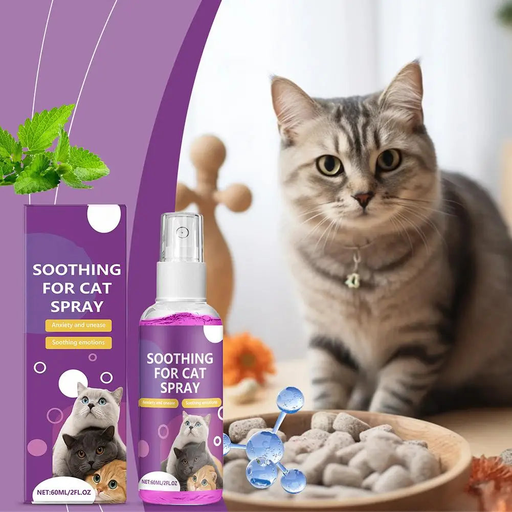 1/2/3pcs Pet Calming Spray Pet Pheromone Cat Emotional Soothing Spray Improve Estrus Agitation Pet Anxiety Relief Spray Cat Dog