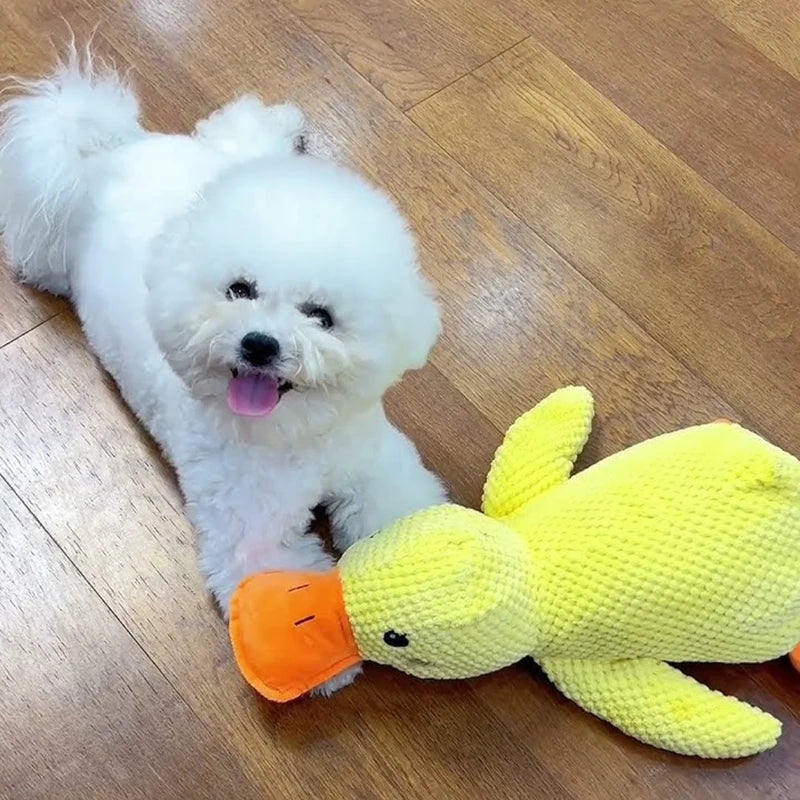 Calming Duck Dog Toy – Plush Squeaky Anxiety Relief Chew Toy
