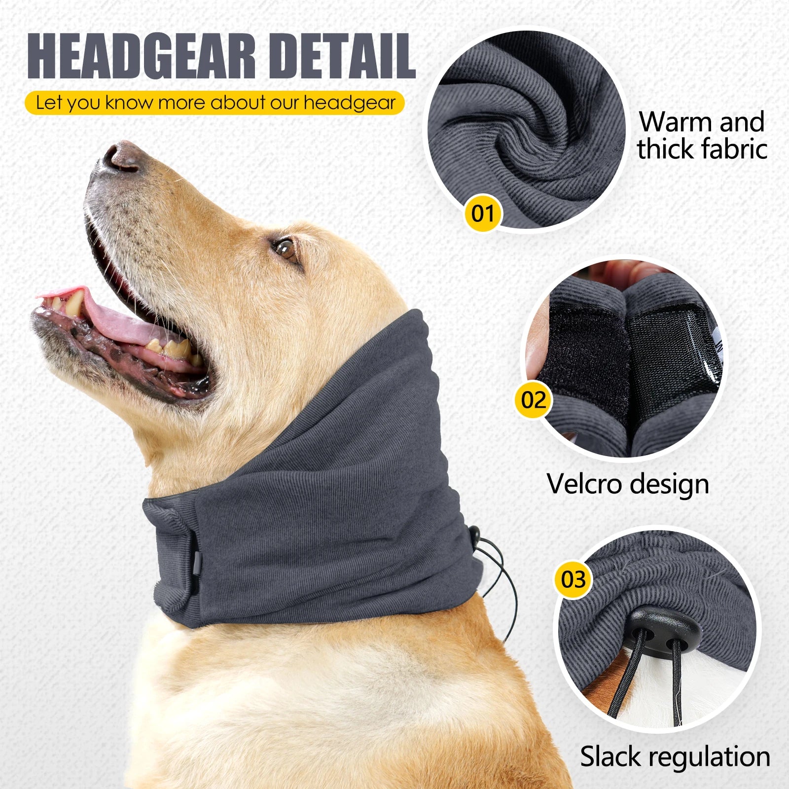 Dog Calming Ear Head Wrap for Noise Reduction & Anxiety Relief