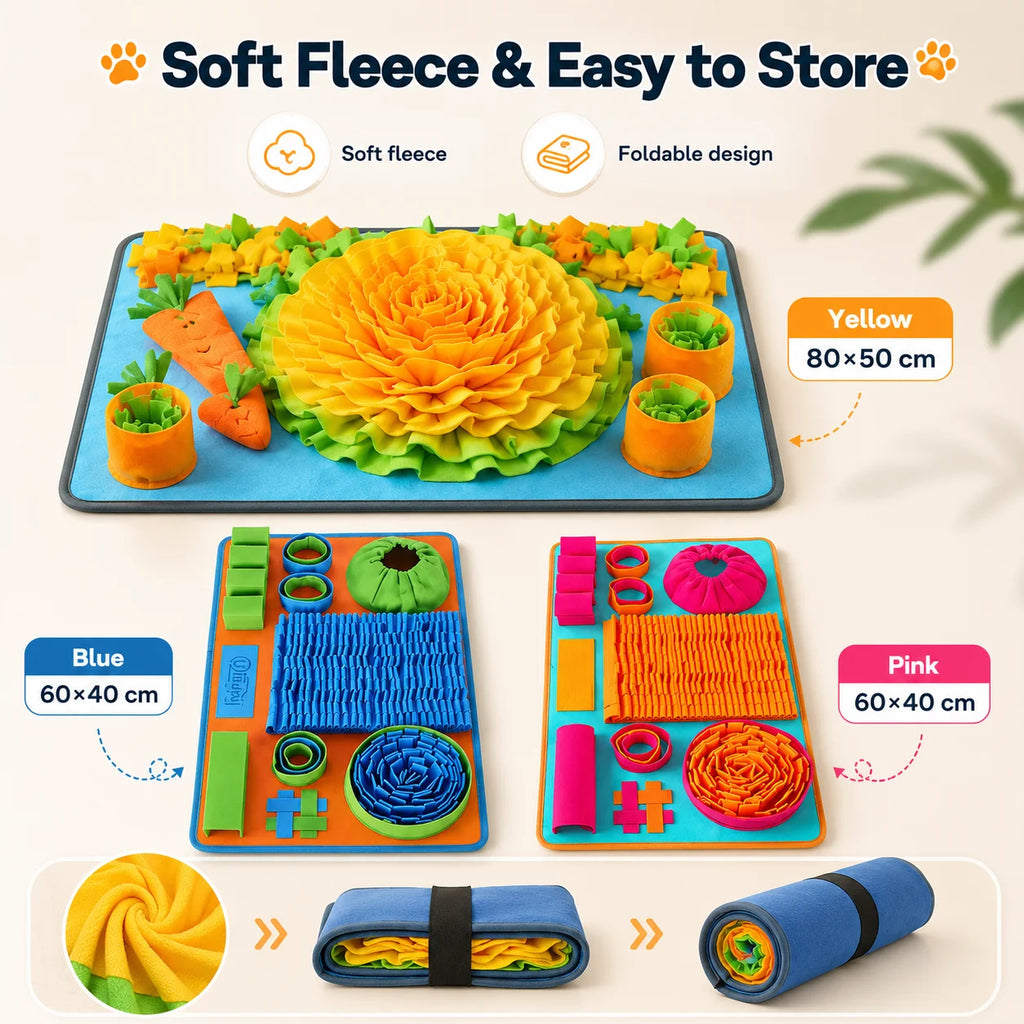 Dog Snuffle Mat Slow Feeder Interactive Puzzle Feeding Mat Nose Work Training Toy for Anxiety Relief Mental Stimulation