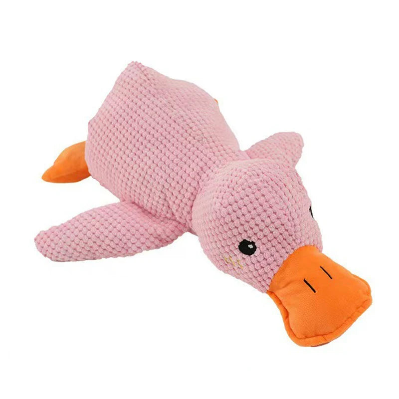 Calming Duck Dog Toy – Plush Squeaky Anxiety Relief Chew Toy