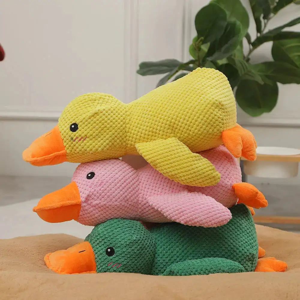 Calming Duck Dog Toy – Plush Squeaky Anxiety Relief Chew Toy