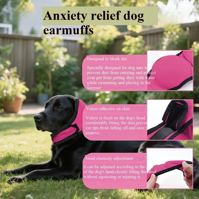 Waterproof Noise Cancelling Dog Ear Muffs for Swimming  Anti-Shock Anxiety-Relieving Headband Waterproof Quick Disassembly