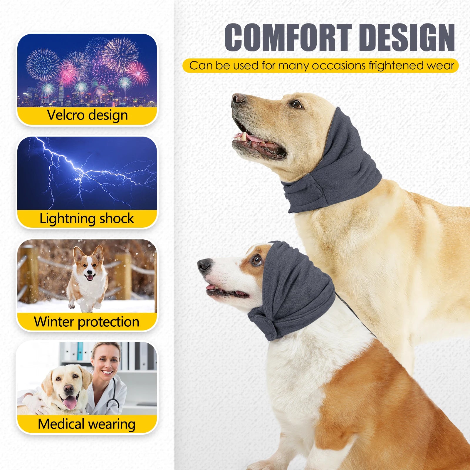 Dog Calming Ear Head Wrap for Noise Reduction & Anxiety Relief