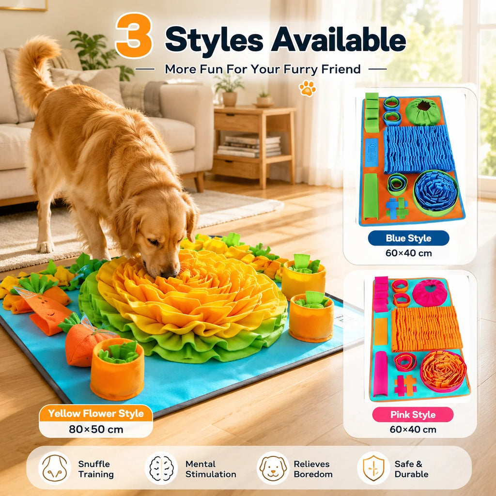 Dog Snuffle Mat Slow Feeder Interactive Puzzle Feeding Mat Nose Work Training Toy for Anxiety Relief Mental Stimulation